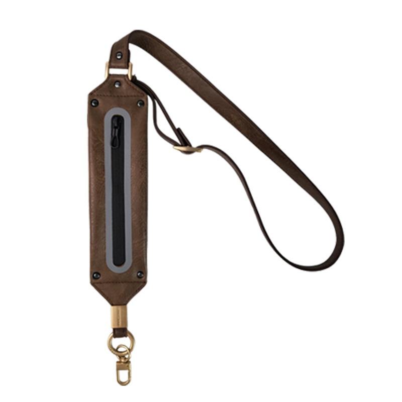 

JOYSCOMM 2-in-1 PU Leather Zipper Pocket Adjustable Phone Carrying Crossbody Strap Coffee