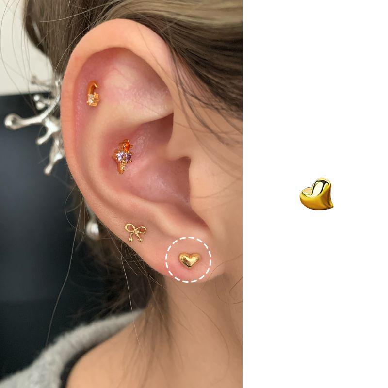 

Ringring Store 999 Sterling Silver Stud Earrings Fancy Small Female Earring Bone Nail Golden Earrings Ear Ear Bone Pin Earrings Small Golden Heart 1