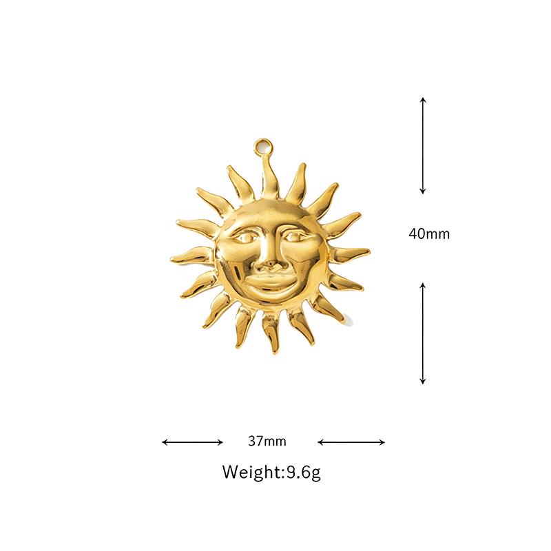Golden Smiley Sun & Moon Stainless Steel Pendant