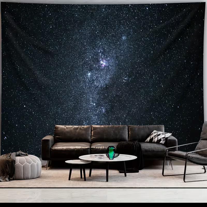 2D Dark Starry Sky Tapestry, Universe Galaxy Wall Hanging for Home Decoration