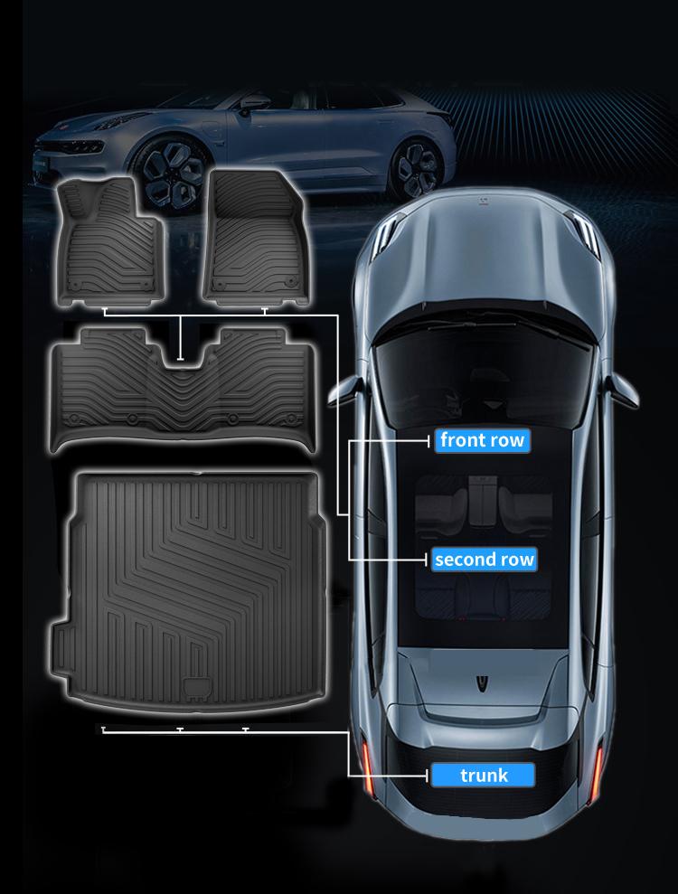 TPE 3D Car Floor Mats Cargo Liner Trunk Pad for ZEEKR 001 Foot Mats Set All Weather Waterproof Left Rudder