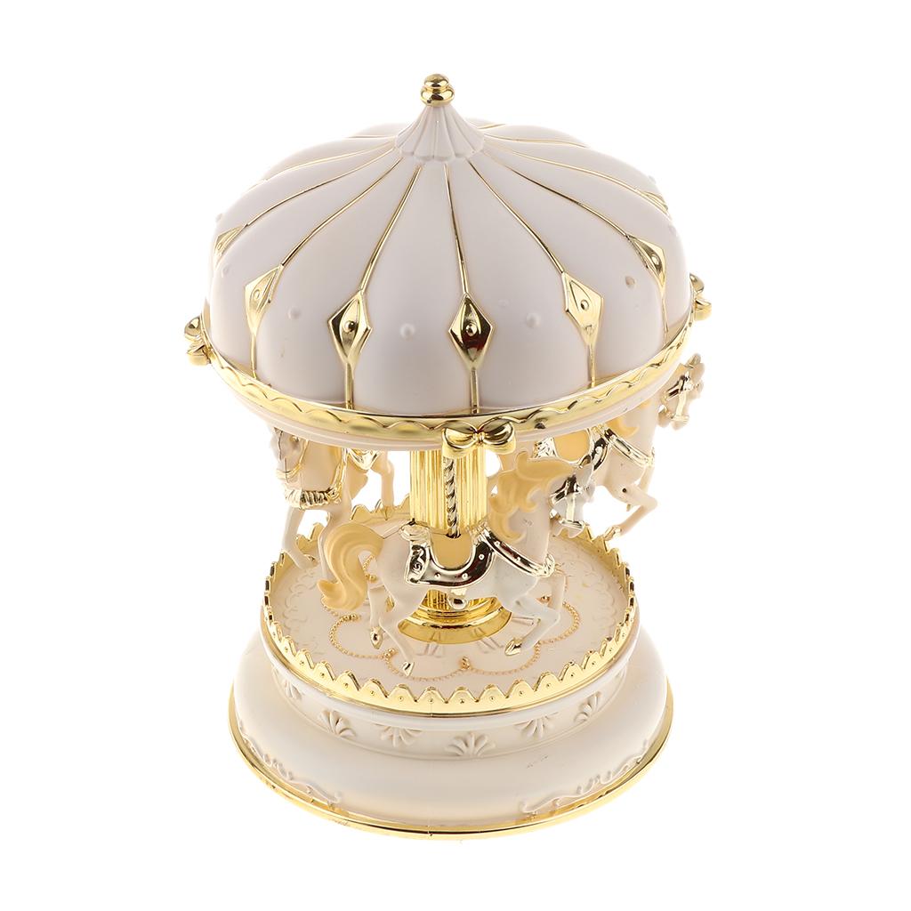 Merry-Go-Round Carousel Music Box Toy Rotating Carousel Horse Clockwork Music Box Wedding Birthday Gifts Home Decor