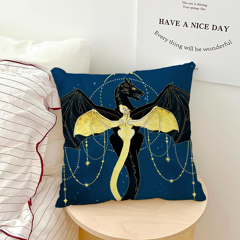Book Dragon Cool Art F-Fourth W-Wing Cushion Cover Soft Pillow Case For Sofa Living Room Home Office Decor Protective Covers