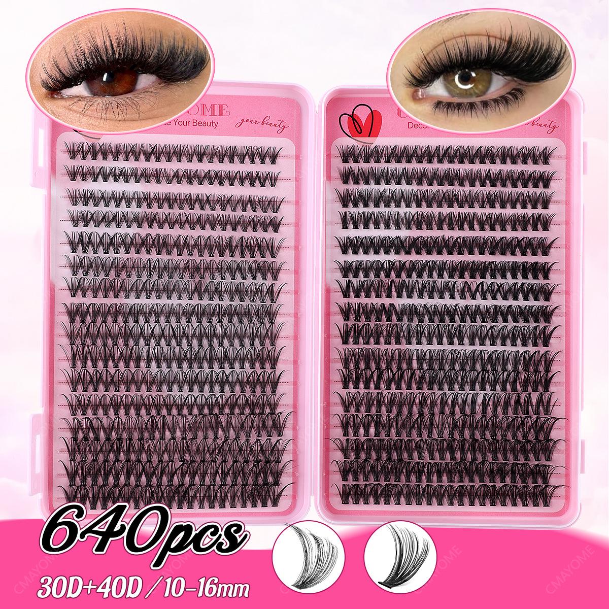CMAYOME DIY Mixed Cluster Lashes Set - 547 Segmented False Eyelashes with Glue