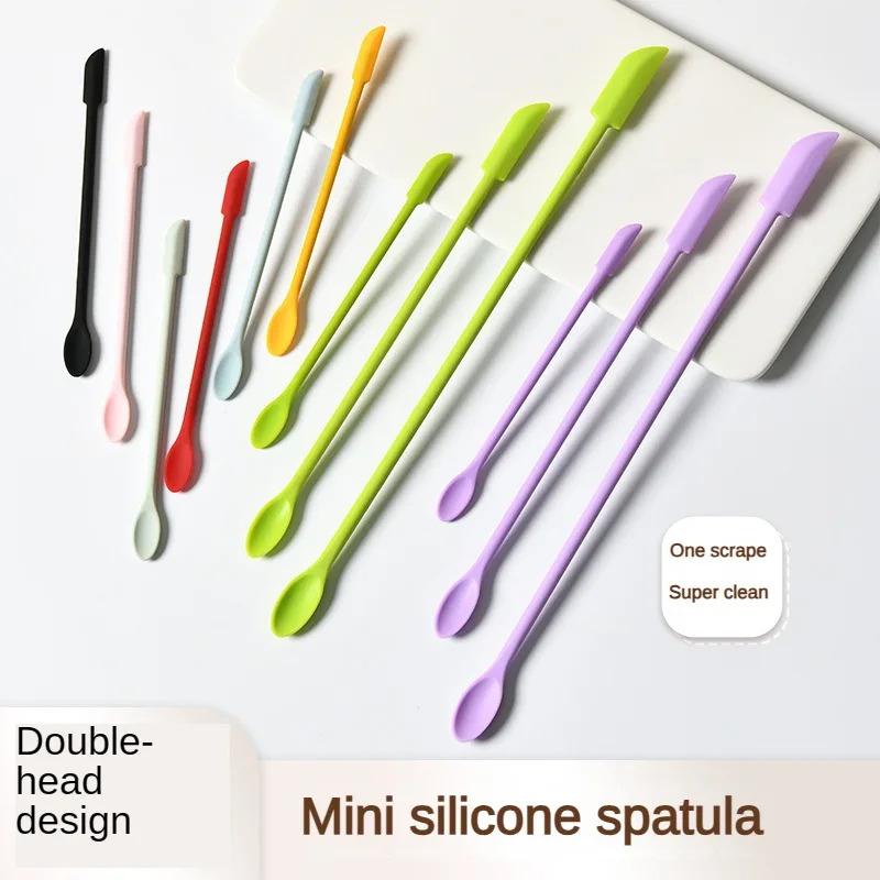 3 Adet Silikon Spatula Seti Çift Başlı Kazıyıcı Kozmetik Reçel Krem Derin Şişe Mini Spatula Uzatılmış Küçük Uçlu Spa Makyaj Aracı