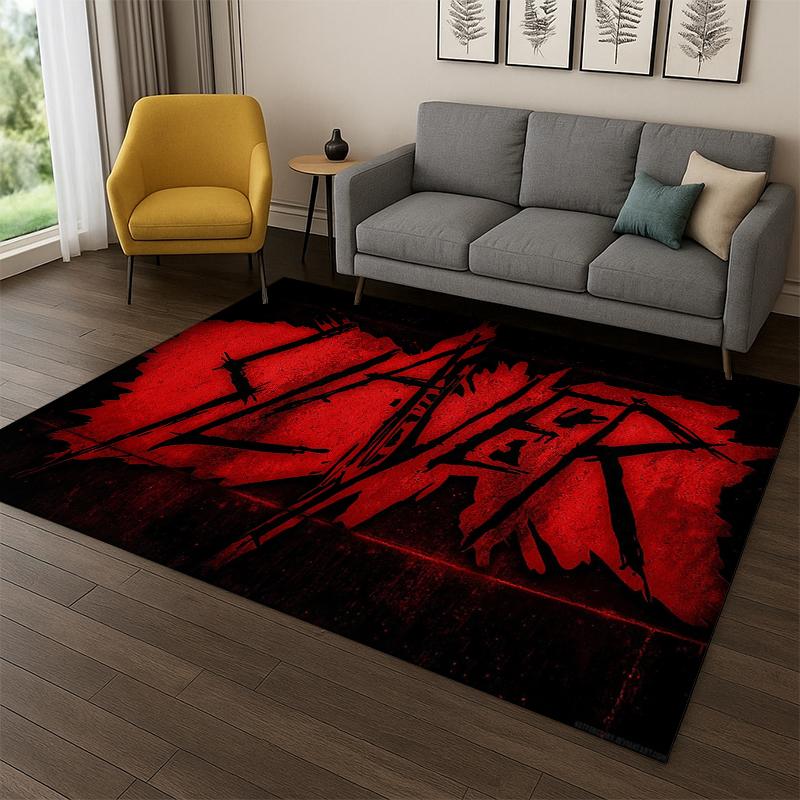 

Retro Slayer Heavy Metal Rcck Band Sign Carpet Rug for Bedroom Living Room Sofa Doormat Home Decor,Kid Game Area Rug Non-slip 40x60cm