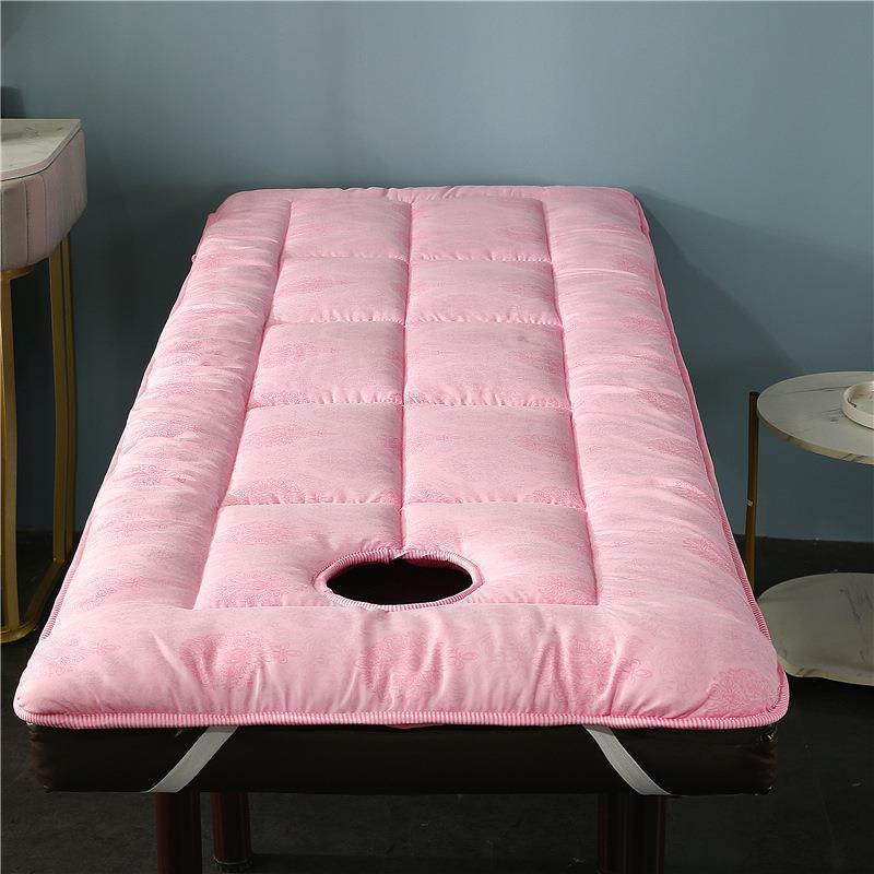 

Thicken Beauty Salon Mattress Non-Slip Massage Table Pad with Face Hole Hospital Grade Waterproof Cover for Professional SPA Use 70x185cm рожевий