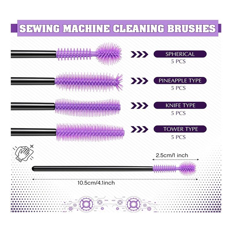 AD23-20 Pcs Cranny Sewing Machine Cleaning Brushes, Reusable Silicone Bristles Cleaning Brushes For Sewing Machine Internal