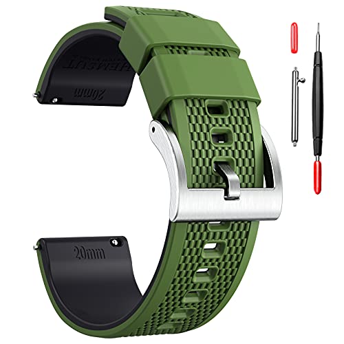 

Hemsut Watch Silicone Band 18mm, 20mm, 22mm Quick Release Rubber Strap Soft Replacement Band Available in 10 Colors