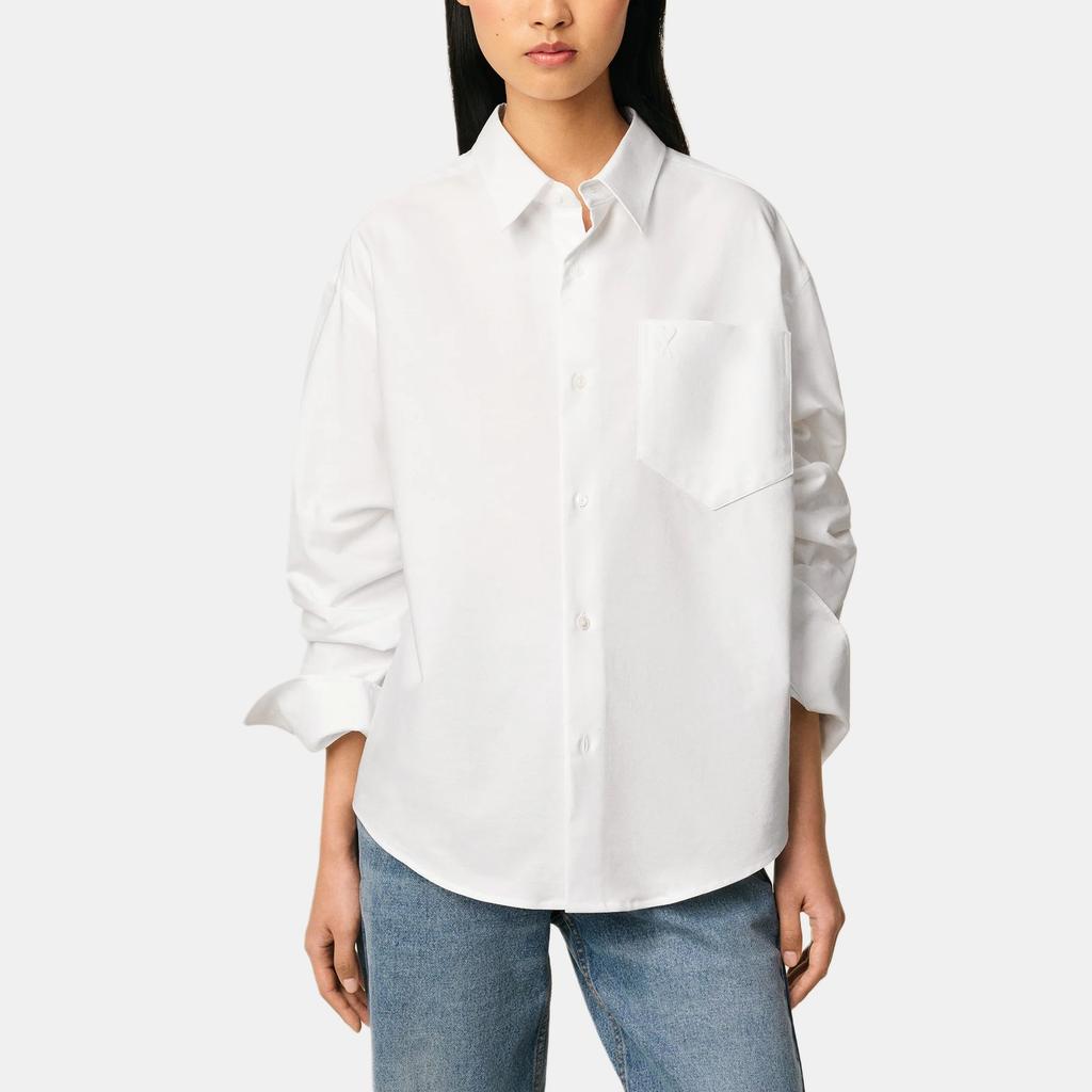Ami Paris Logo Embroidered Curved Hem Shirt USH766CO0031-168