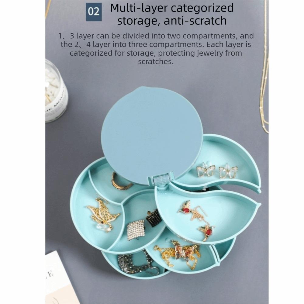 with Lid Desktop Storage Box Multilayer Earring Ring Box Rotating Plastic Stand  Women