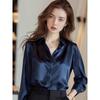 Elegant Silk Office Shirts Women Korean Fashion Y2k Clothes Slim Long Sleeve White Black Blouses