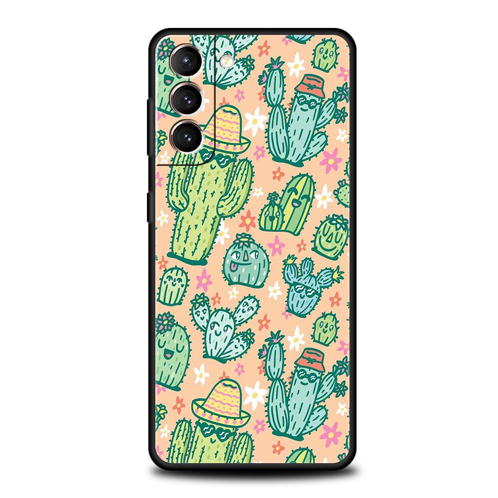 Plant Cactus Case for Samsung Galaxy S24 S23 S22 S20 S21 FE Ultra S24 S23 S10 S10E S9 S8 Plus 5G Silicone Phone Cover Capas Bags