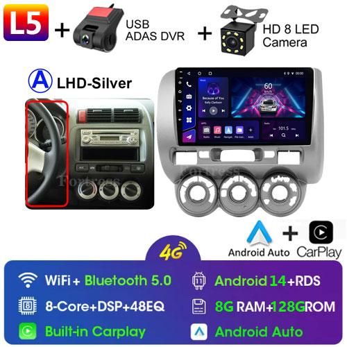 2 Din Android 14 Car Radio For Honda Fit Jazz City 2002-2007 Multimedia Video Player Navigation GPS 4G Carplay Auto Stereo RDS