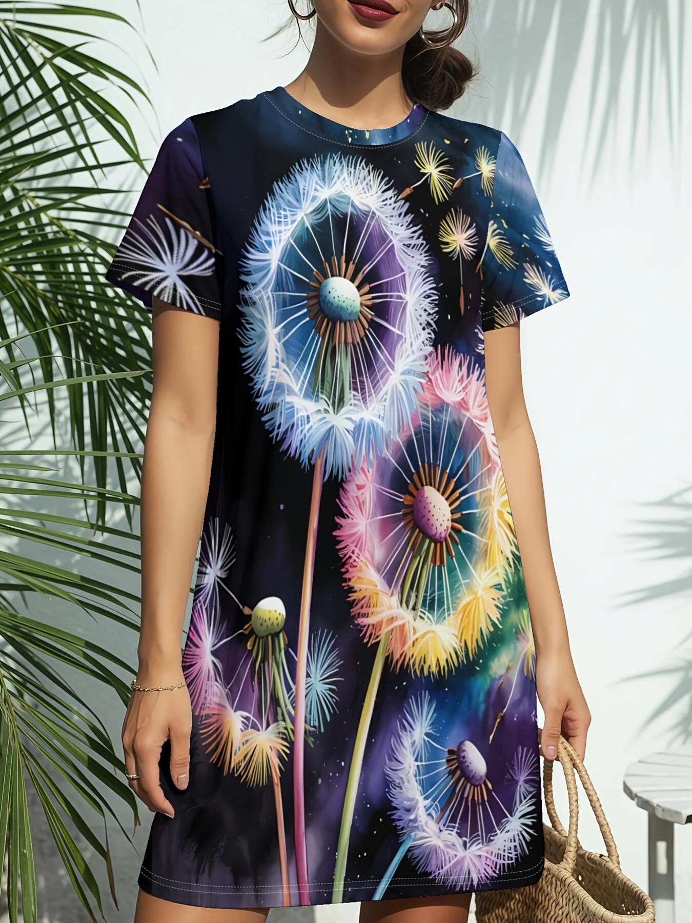 

Women s New Crew Neck Short Sleeve T-Shirt Dress. American Trend Digital Print. Casual ; Versatile for Spring and Summer. Elegant Chic Women s Dress 9XL