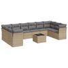 Vidaxl 11-Cz. Garden Furniture Set With Cushions, Beige, Poly Rattan