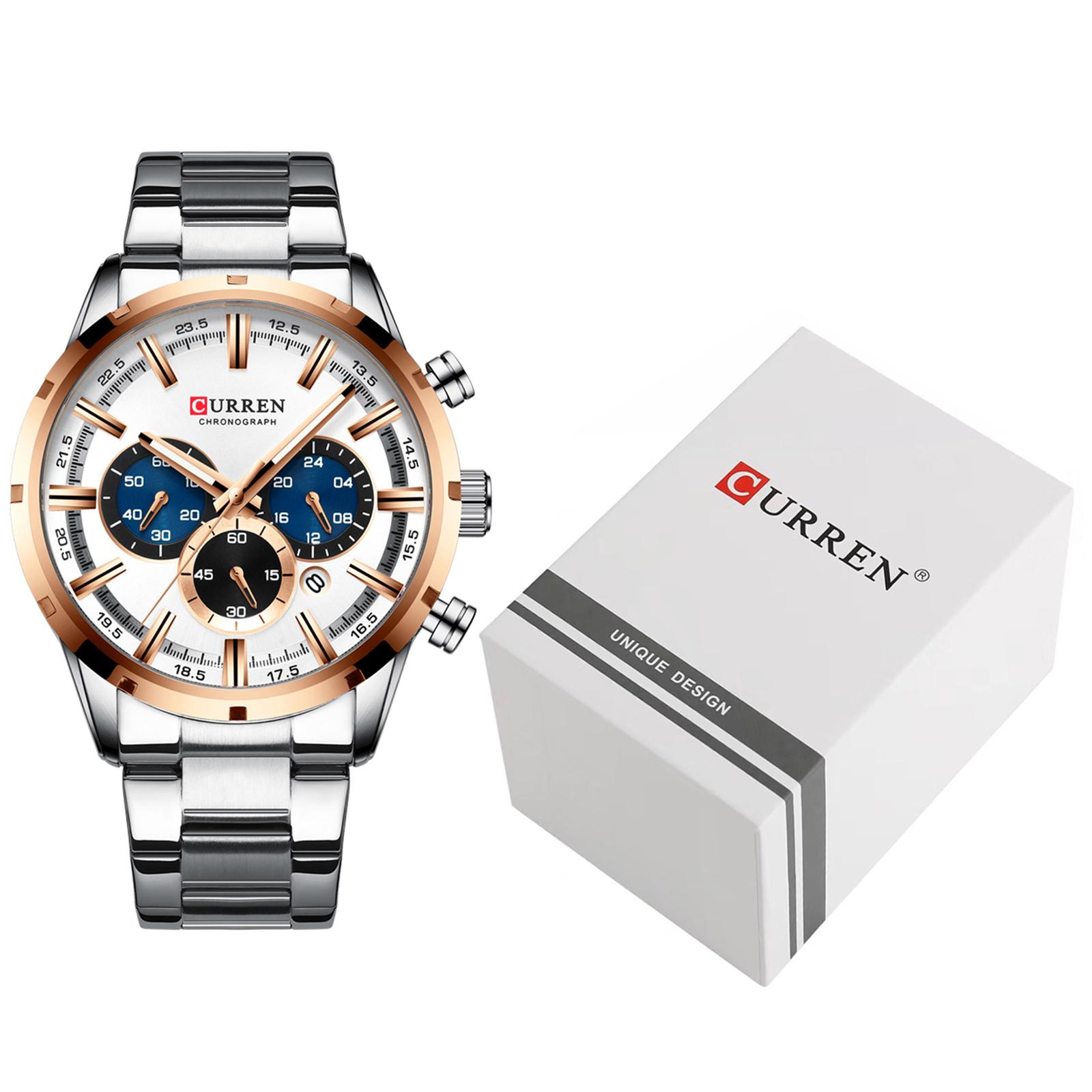 

CURREN 8355 Роскошные классические деловые кварцевые мужские часы 3ATM водонепроницаемый большой корпус с большим светящимся циферблатом золотой