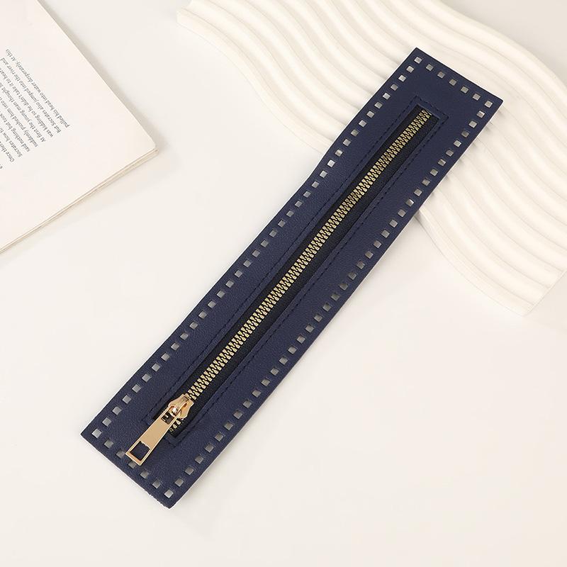 

1 шт. Прочная молния 27 см Швейные принадлежности для сумок DIY Рукоделие Высококачественная ПУ Двусторонняя кожаная молния темно-синий