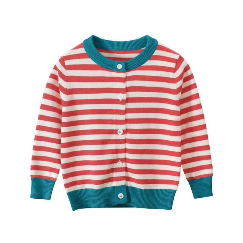 Pure Cotton Cardigan Coat Baby Clothes Striped Children s Clothing Red 140