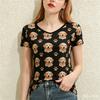 Cute Animal Printed Women's T-Shirts Fashion V-neck Short Sleeve Tees Casual Loose Comfortable Tops Summer Trend Female Clothing