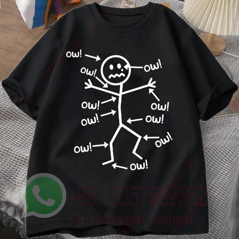 A Distressed Stick Figure Surrounded By Multiple OW Mens Tracksuit Tshirt Cotton Casual Sportswear Crew Neck Short Sleeve Tops