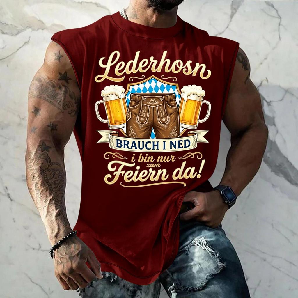Męski Tank Top Bez Rękawów Luźny Krój Codzienny Streetwear Letnia Koszulka na Mięśnie Graficzny Nadruk Festiwal Piwa Codzienny Ubiór