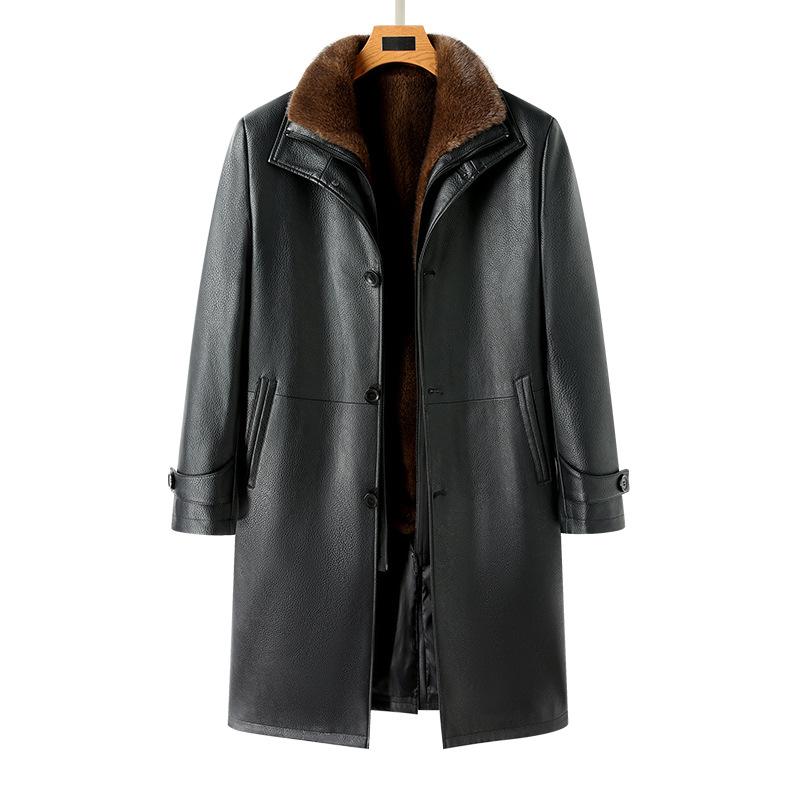 

Зимняя новая одежда One Clothes Three Wear кожаная куртка мужская Nano Mink Take-off Liner длинная утолщенная кожаная куртка мужская 180 чёрный