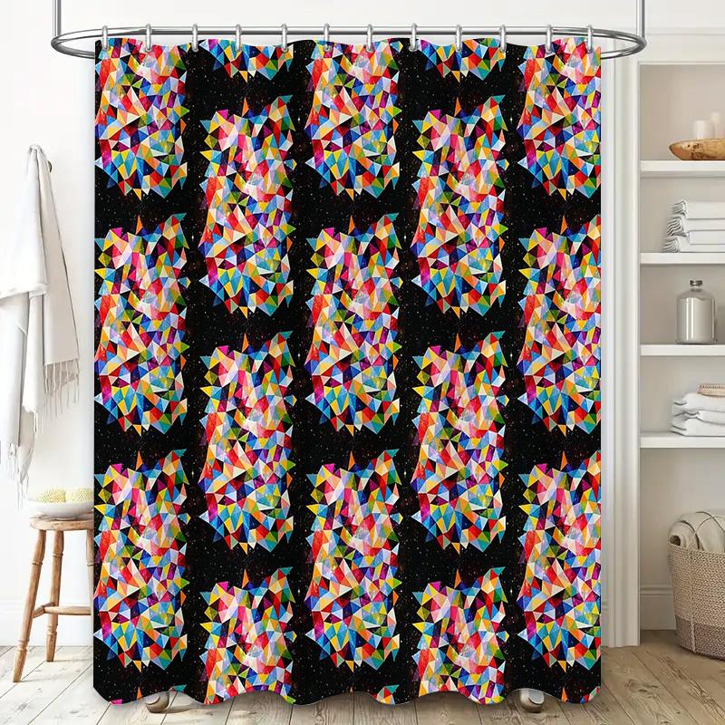 Colorful Geometric Shower Curtain Abstract Patterned Bathroom Decor Modern Waterproof Fabric Liner For Home