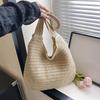 Solid Color Woven Tote Bag Hollow Out Breathable Shopping Straw Bag Lightweight Summer Beach Handbag For Women AVE