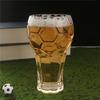Soccer Beer Glass, 600ml Football Embossed Pint Cup, Heavy Duty Clear Glass Mug for Craft Beer, Home Bar Sports Fan Gift