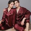 Silk Couple Pajamas: Women's & Men's Long Sleeve Plus Size Set for Spring and Autumn