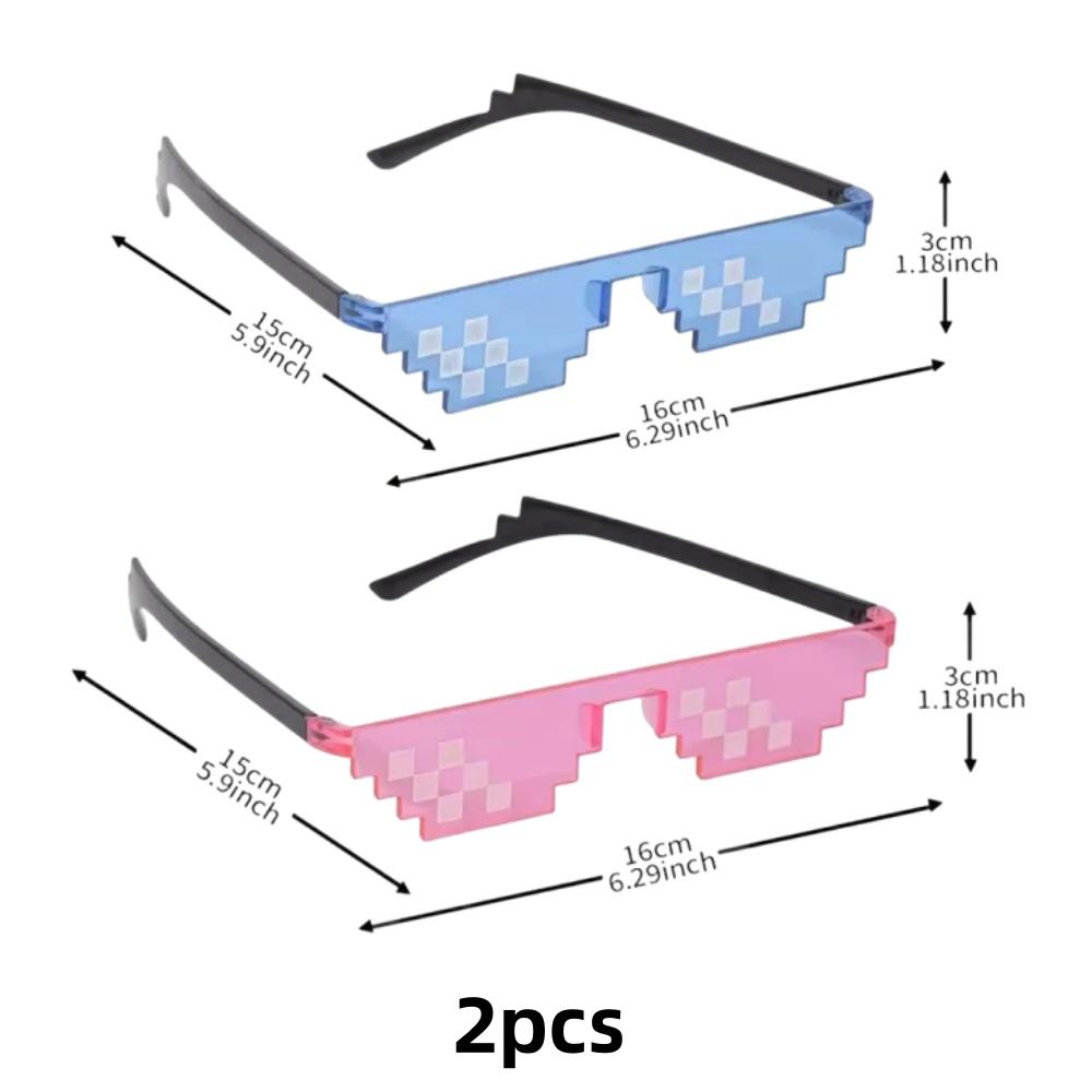 Mosaic Funny Party Glasses Festival Party Photo Props Anime Pixel Glasses Pixelated-Meme Gamer Decor Favor Funny Creative Gifts