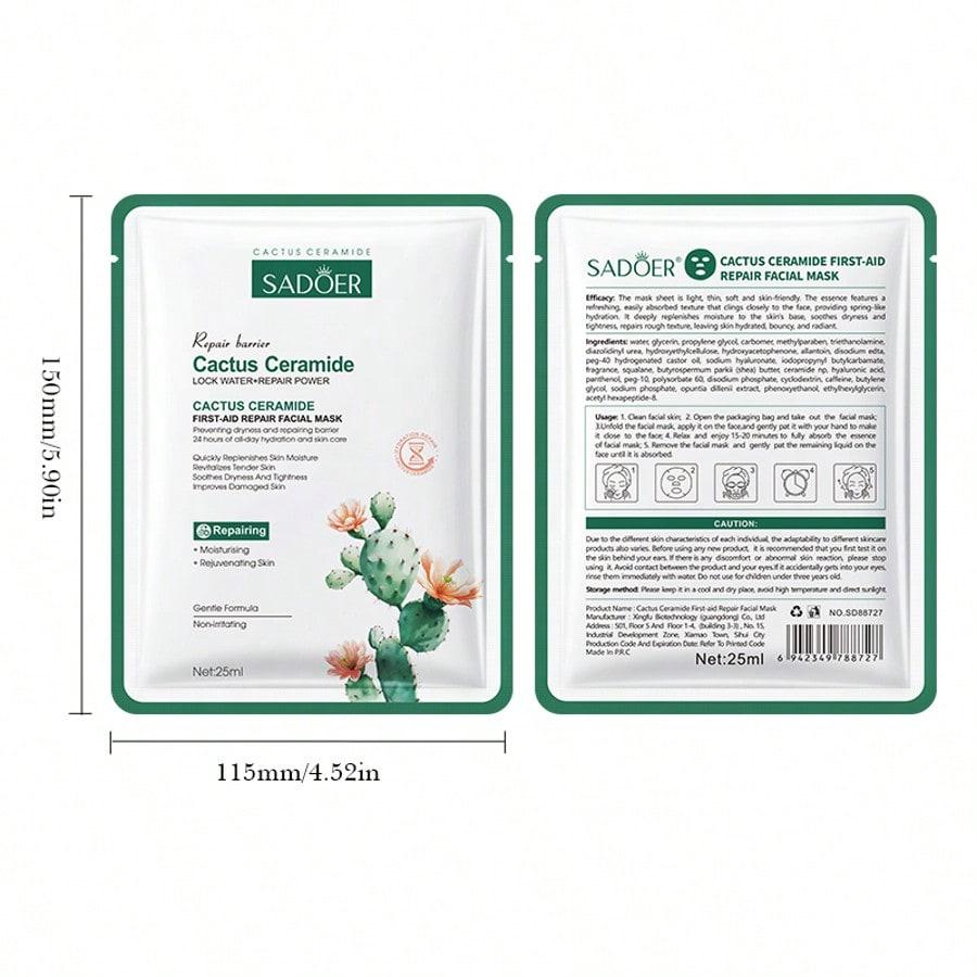 

Cactus Ceramide Emergency Repair Face Mask Hydrating Soothing Revitalizing Intensive Care for Dry Sensitive Skin 5pcs