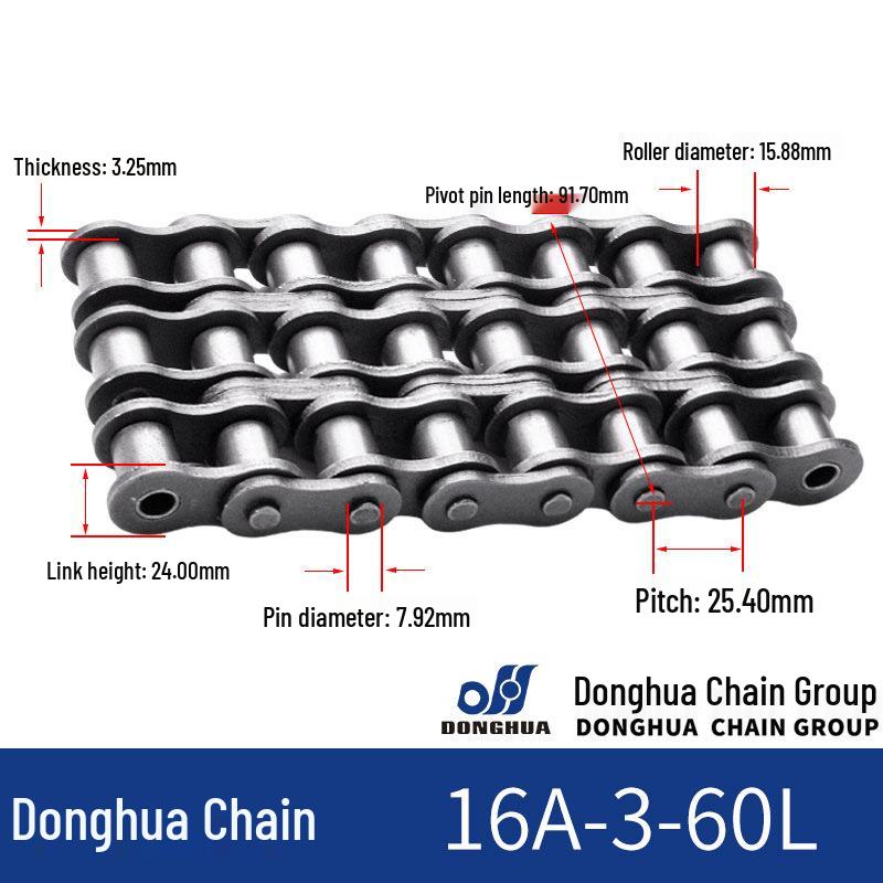 Donghua Industrial Transmission Chain: Single/Double Roller, Manganese Steel, Large Pitch Precision Roller Chain.