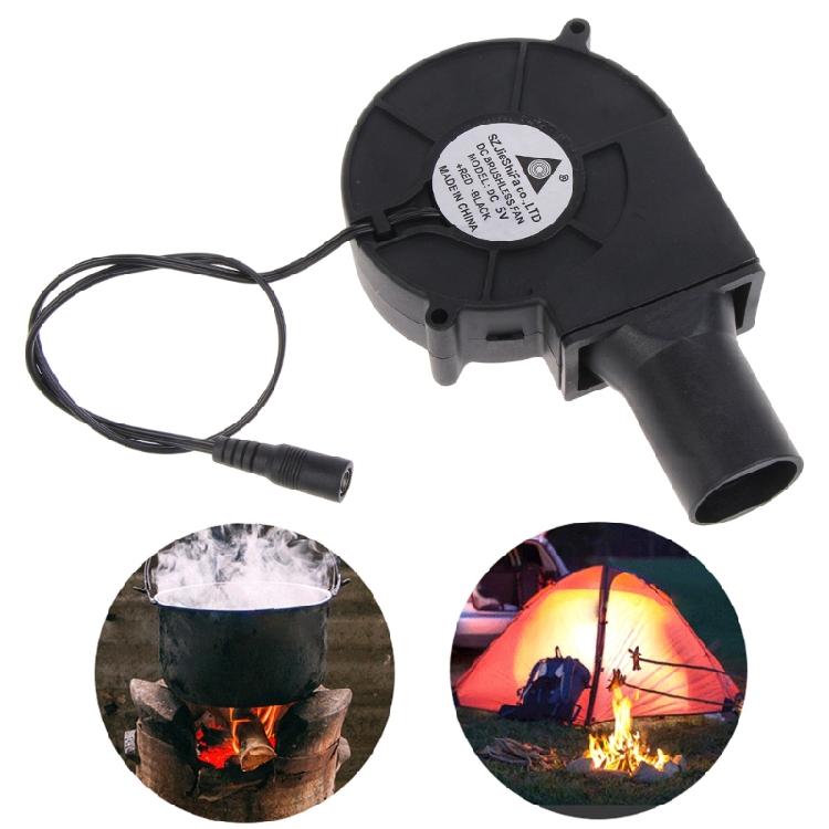 BBQ Blower Fan with 5V USB 12V 5.5x2.1mm Cable Variable Speed Controller for Outdoor Barbecues Fire Bellow