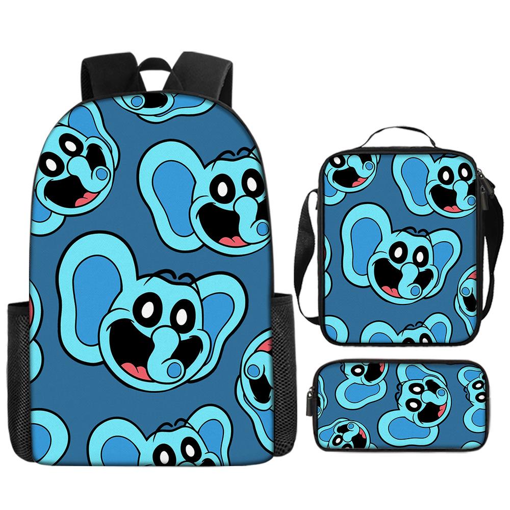 Poppyplaytime Mochila Escolar para Estudante Conjunto de Três Peças Mochila Bolsa Estojo