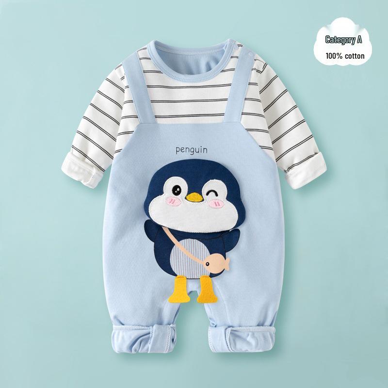 Exklusiver Langarm-Baby-Strampler – Reiner Baumwoll-Krabbelanzug für Frühling und Herbst