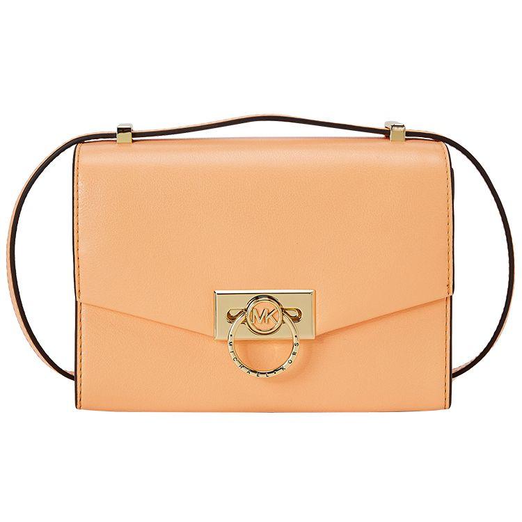 

Michael Kors MK Hendrix Letter Logo Gold Buckle Flap Leather Shoulder Crossbody Bag Mini Women bags Cantaloupe 32F0L1HC0L-819 Basic Set (Bag+Dust Bag)