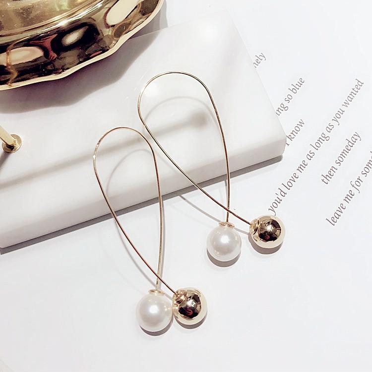 Cross Imitation Pearl Female Elegant Earrings Simple Temperament Korean Fashion Sweet Delicate Earrings Bride Wedding Jewelry