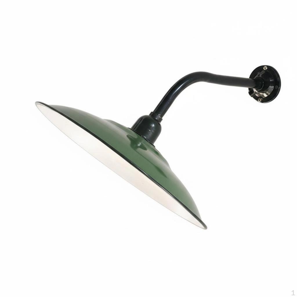 Green Enamel Rustic Lamp Waterproof Metal Cover Light Dustproof Retro Gooseneck Wall Sconce