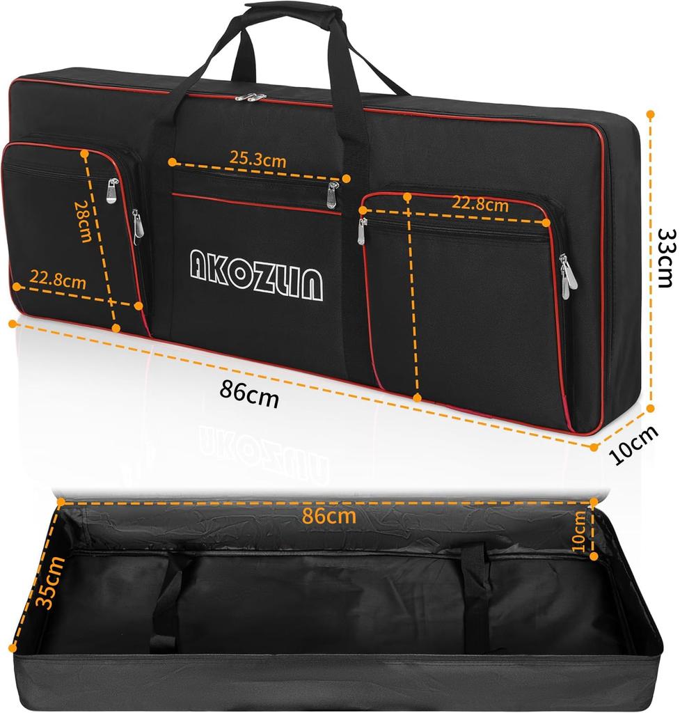 AKOZLIN Keyboard 600D Oxford 8mm 5 External 86 X 33 X 10cm 49-Key Bag/Case, Cloth, Padded, Shockproof, Lightweight, Waterproof, Dustproof, Cushioned,