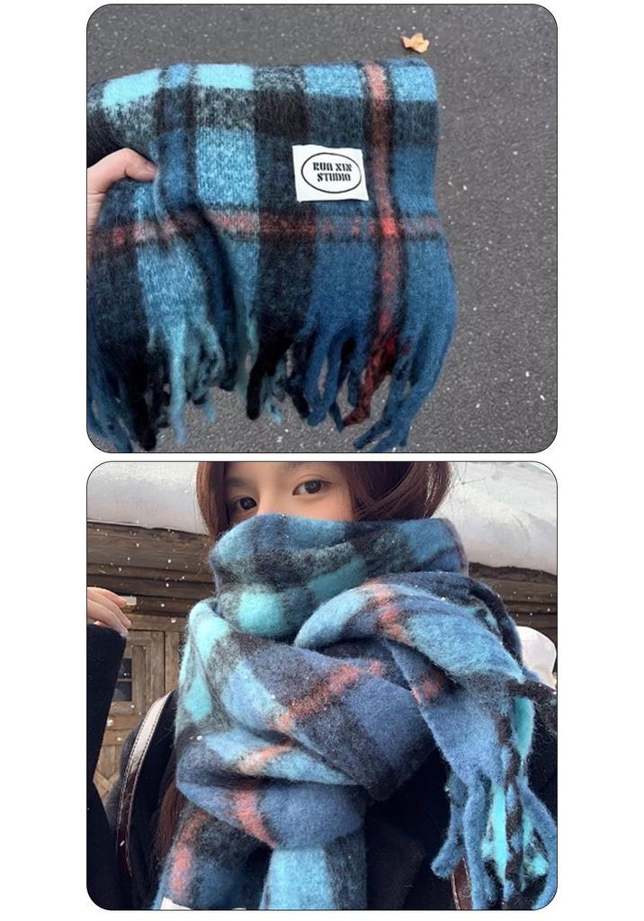 Qianqian Wanxing Knit Style Imitation Cashmere Scarf – Warm, Versatile, Korean-Style for Autumn and Winter, Available in Multiple Colors.