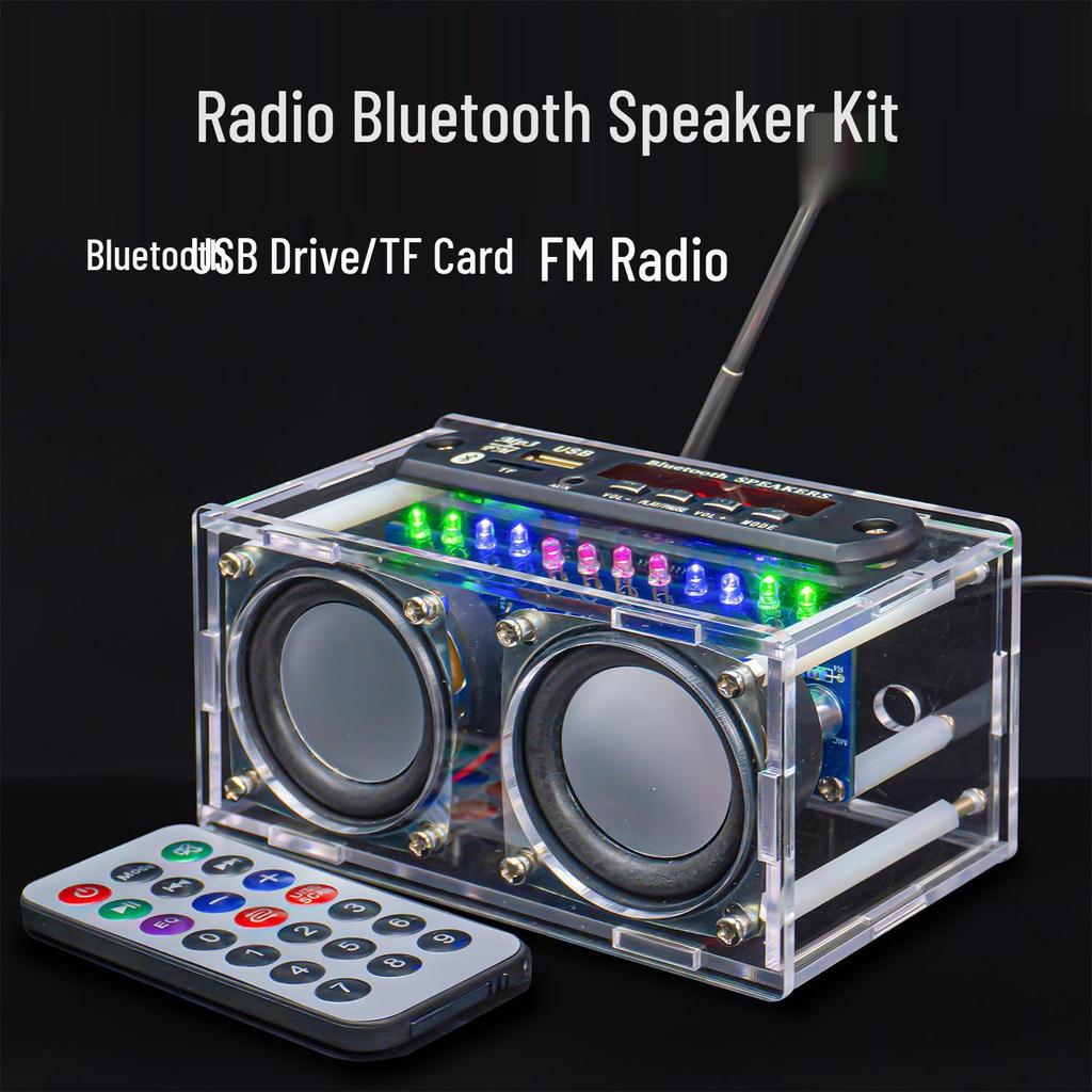 Dual-Channel Bluetooth Speaker Amplifier Kit with FM Light Spectrum