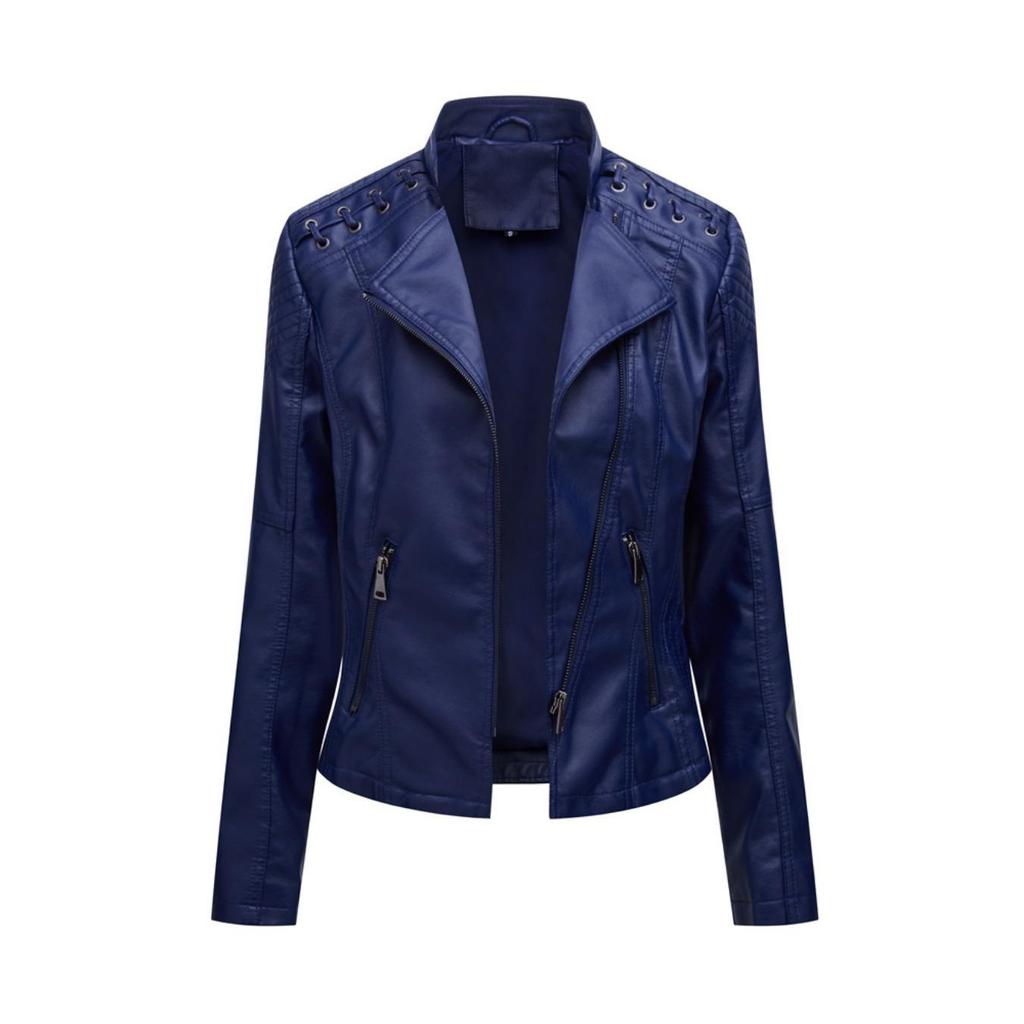 Women Jacket Leather Turndown Collar Casual Thin Pu Loose Motorcycle Zipper Jackets Female Streetwear Oversized Coat