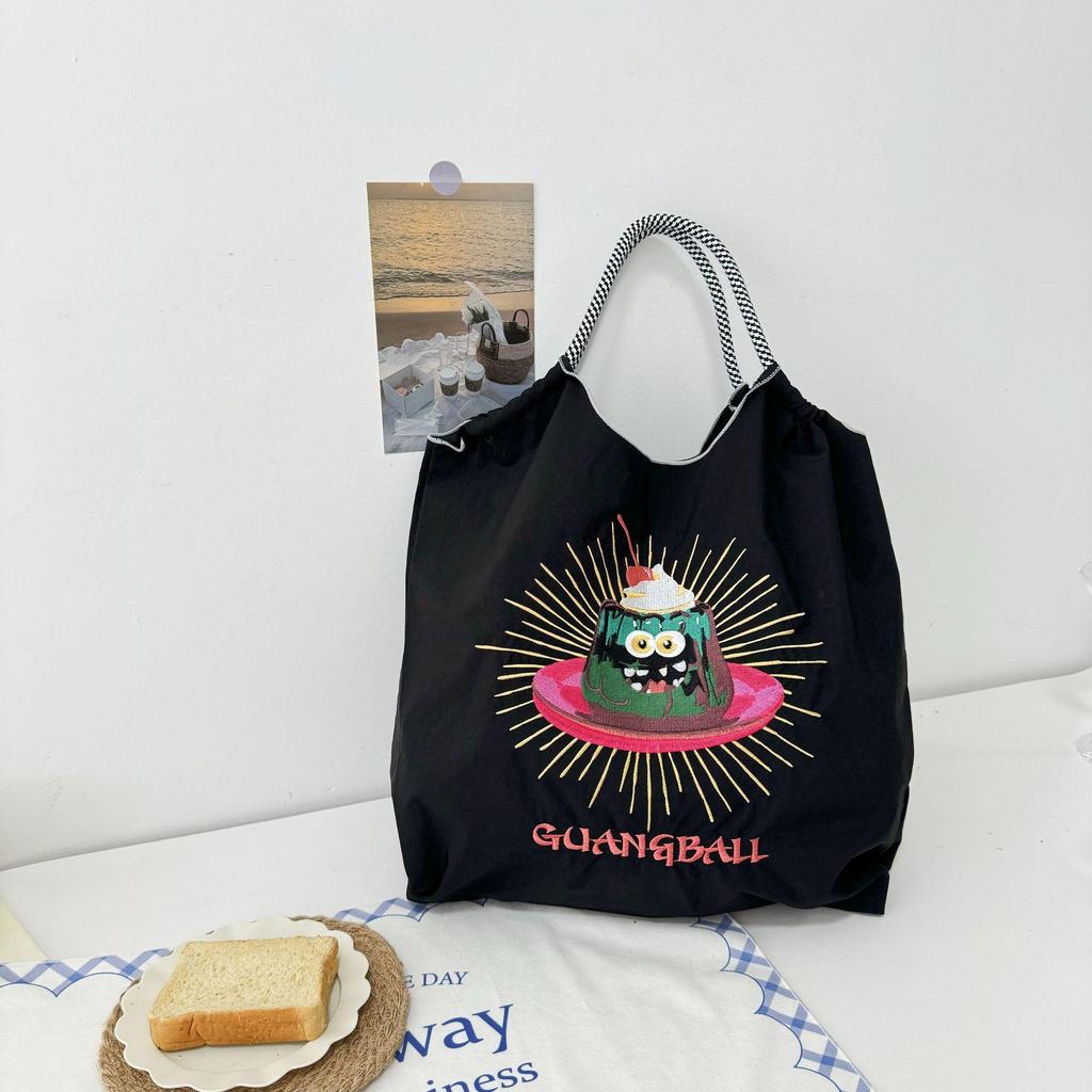 Handgefertigte bestickte Canvas-Tragetasche und Umhängetasche mit großem Fassungsvermögen