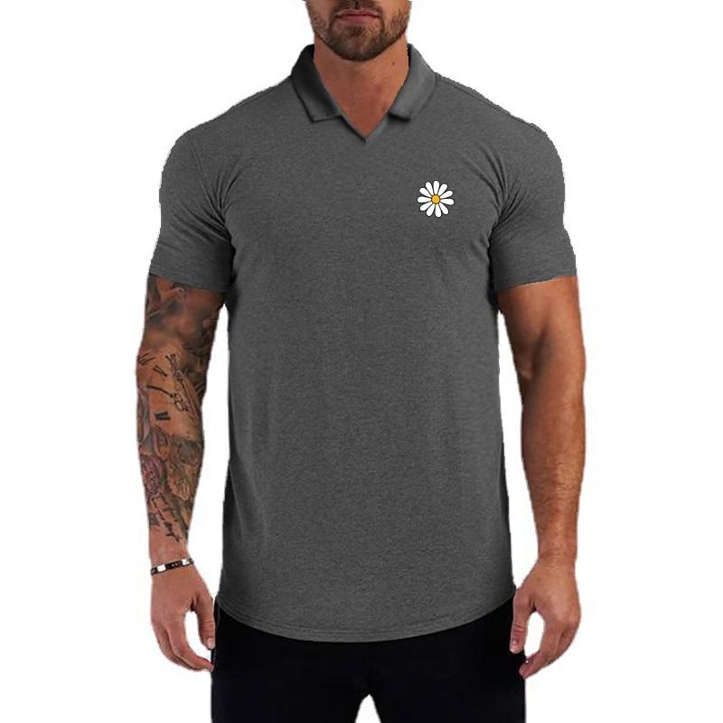 Do The Work New Arrival Summer Personalized V-neck Slim Fit Printed Fashion Casual Bodybuilding Fitness Gym Sports Mens Polo T-shirt