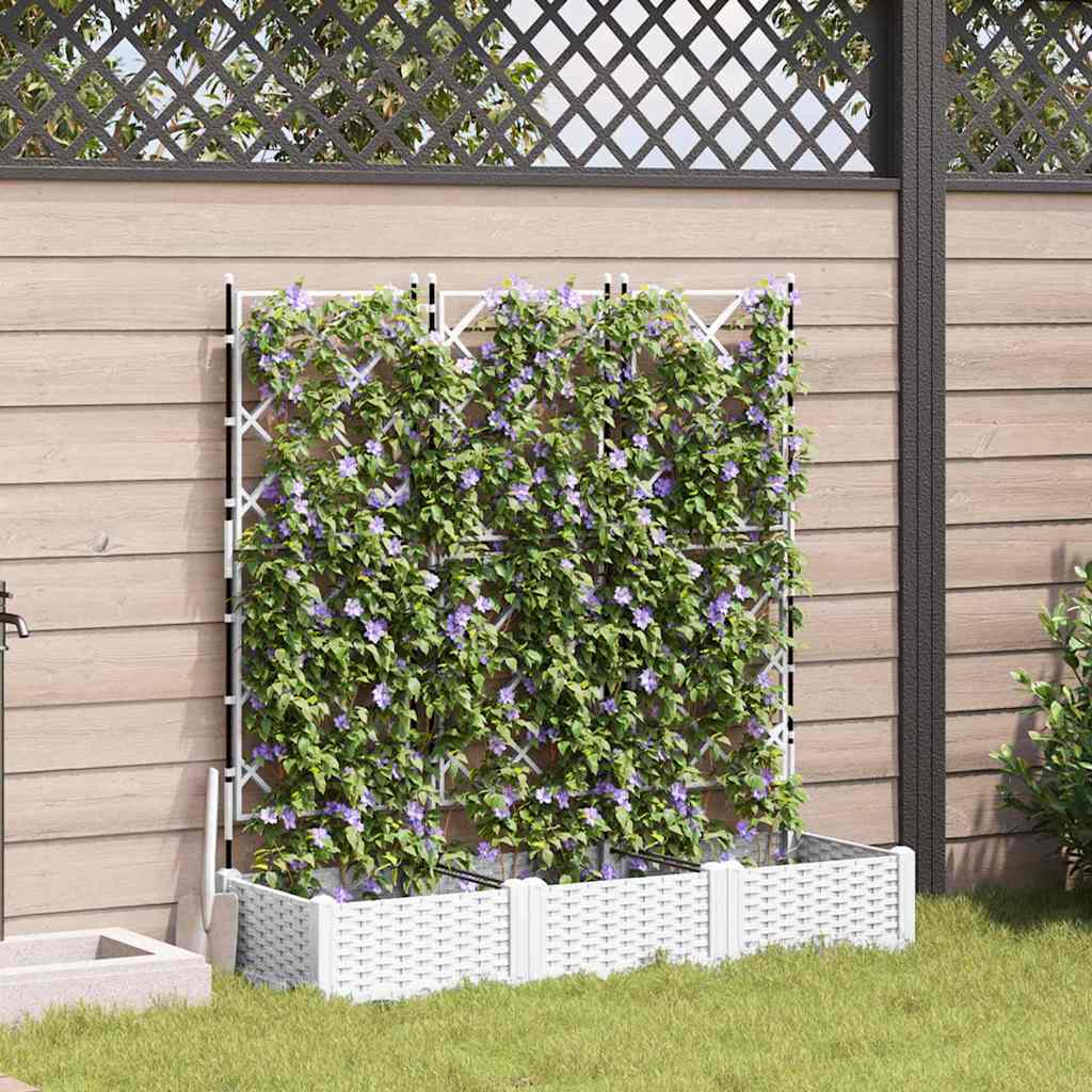 Garden Planter Set 3 pcs White 120 x 40 x 125.5 cm Plastic