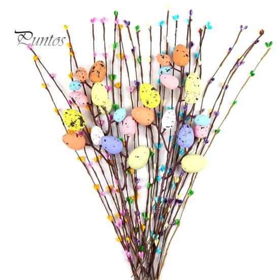 26 buc. Viță de vie artificială de Paște cu ouă pastelate și fructe de pădure Tulpini florale de primăvară Ouă de Paște Ramuri de crenguță pentru aranjament floral Home Decor
