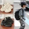 Solid Color Simple Unisex Kids Soft Sole Comfortable Casual Sports Chunky Dad Sneakers