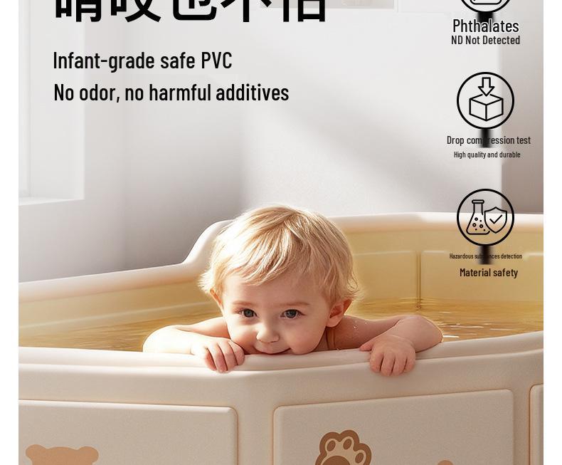 Eco-Friendly Portable Folding Baby Bathtub: Thick, Insulated, Large Sit & Lie Design with Quick Open, No Installation Required, Cartoon Patterned.